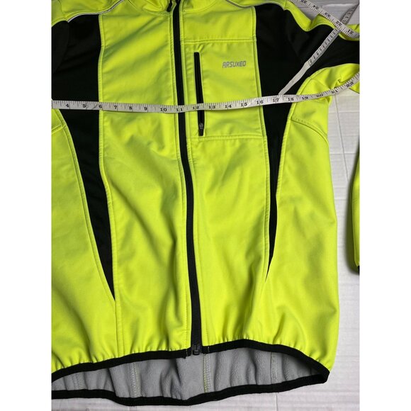 Arsuxeo Mens Cycling Jacket Neon  M windproof fleece lined reflective - Picture 9 of 11
